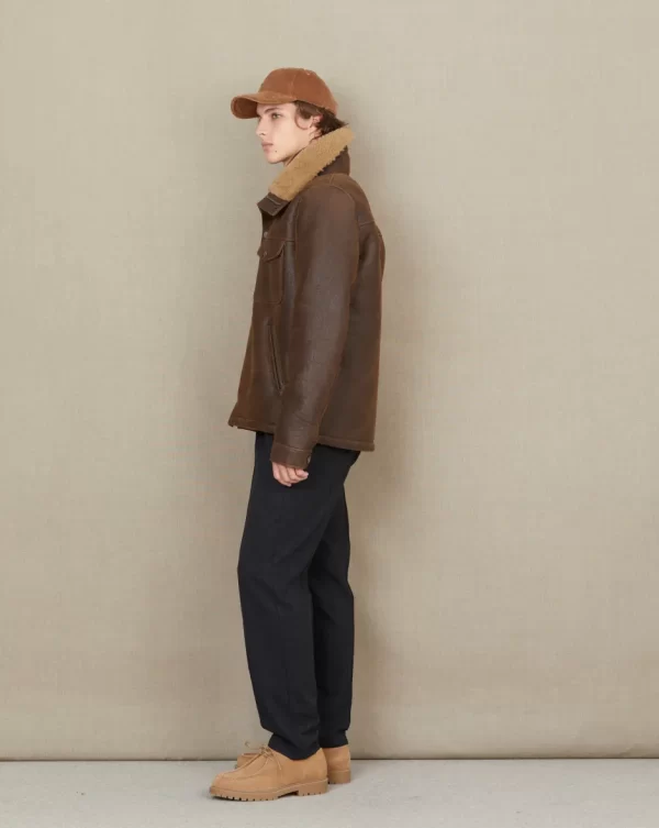 Cheap Chevignon BLOUSON EN CUIR V-SHEARLING Marron