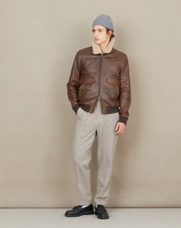 Cheap Chevignon BLOUSON PILOT CUIR HILL Marron