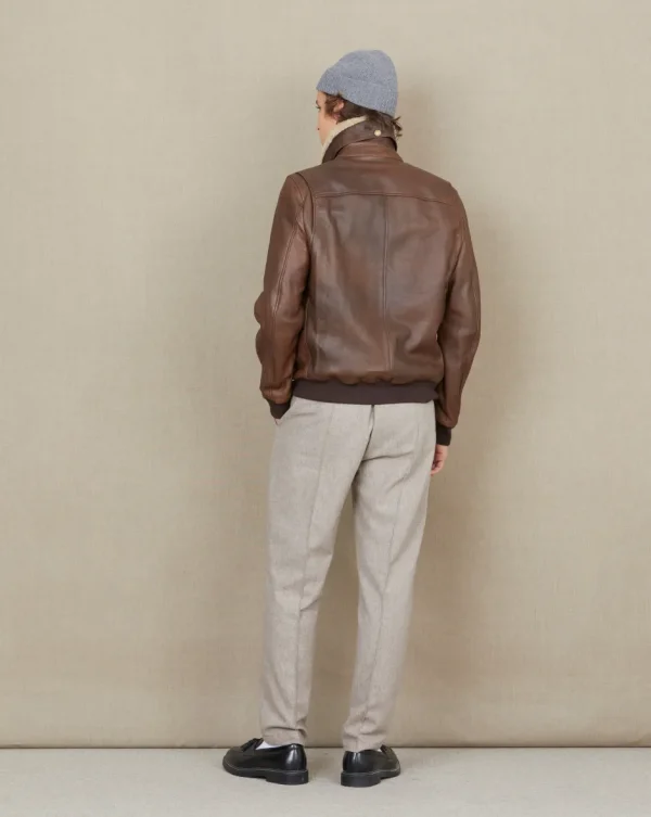 Cheap Chevignon BLOUSON PILOT CUIR HILL Marron