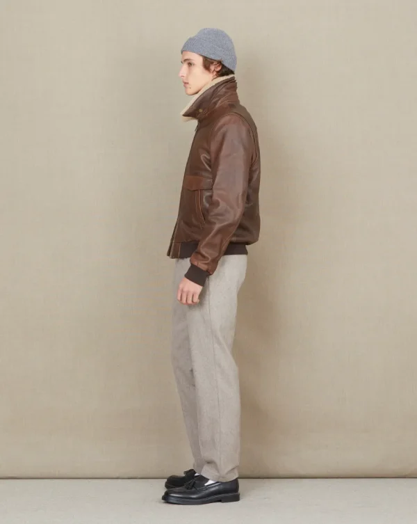 Cheap Chevignon BLOUSON PILOT CUIR HILL Marron