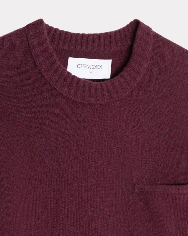 Shop Chevignon PULL POCKET WOOL Burgundy